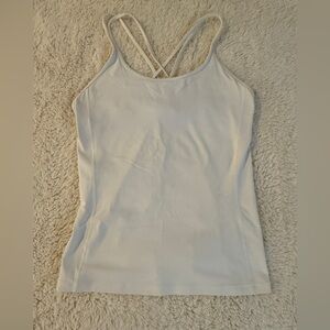 Lululemon Women's White Strappy Tank Top with built in bra